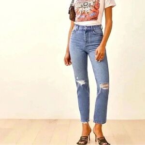 Reformation Jeans Cynthia High Rise Straight Size 25 Shasta Destroyed